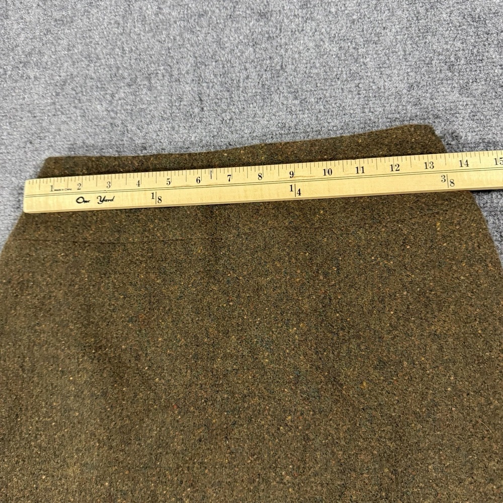 Ralph Lauren Black Label Skirt Womens 6 Olive Wool Cashmere Tweed Green Fringe - Picture 4 of 6